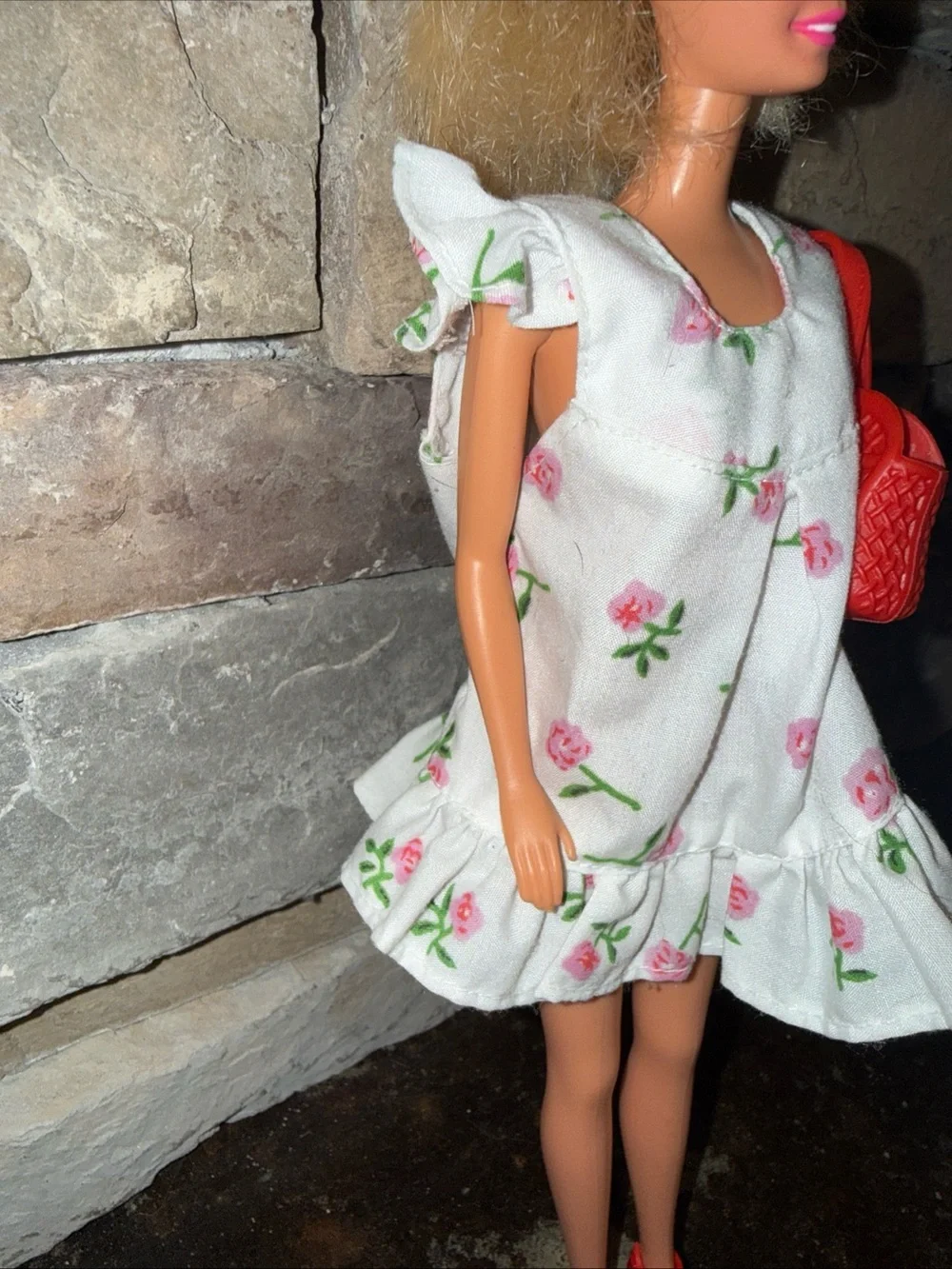 Barbie Vintage white summer dress heels and purse
